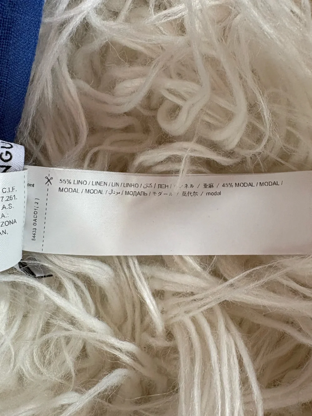 Adolfo Dominguez Linen Modal Blue Ombre Letter Scarf